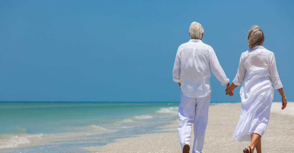 Couple walking on the beach