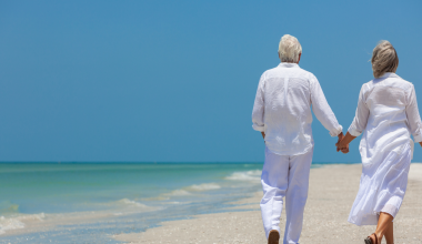 Couple walking on the beach