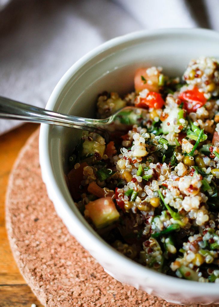 Quinoa salad with vegetables and leafy greens