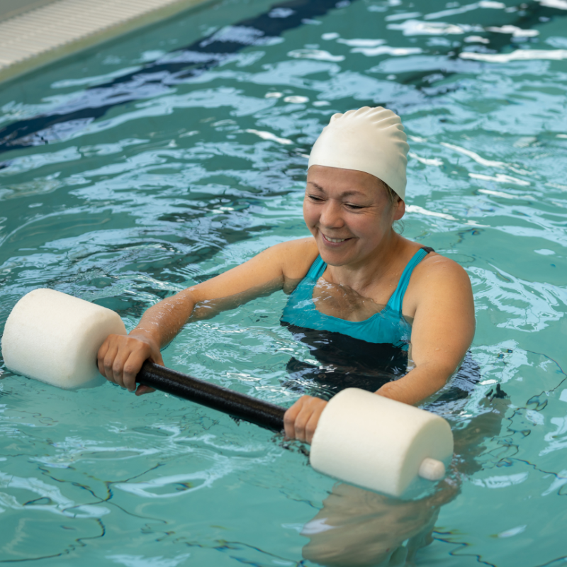 Woman doing water aerobics