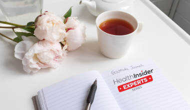 cup of tea with a journal